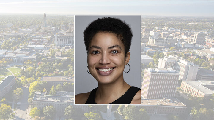 Portrait of Alaina E. Roberts in front of UNL City Campus background