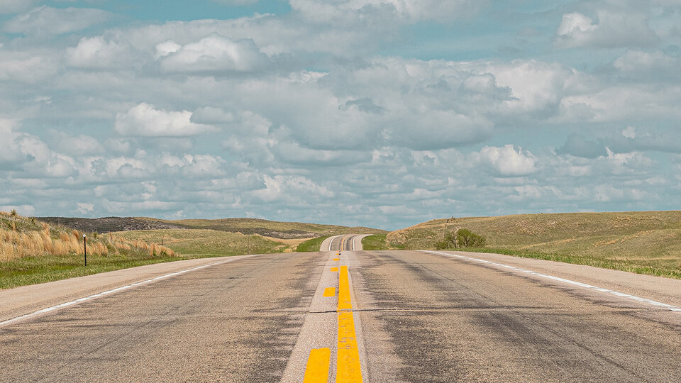 Road and blue sky