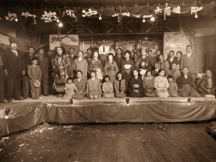 members of the Japanese community in western Nebraska and a traveling Kabuki performance group performed at the Japanese Hall sometime in the 1930s