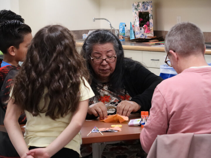 Artist in Residence Linda Garcia leads an art activity