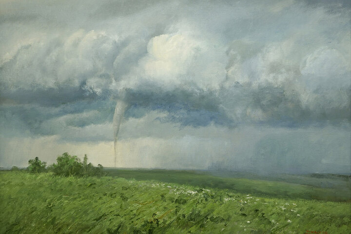 Judith Mackey painting of a tornado