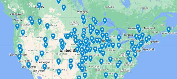 Map of Affiliate Fellow home institutions